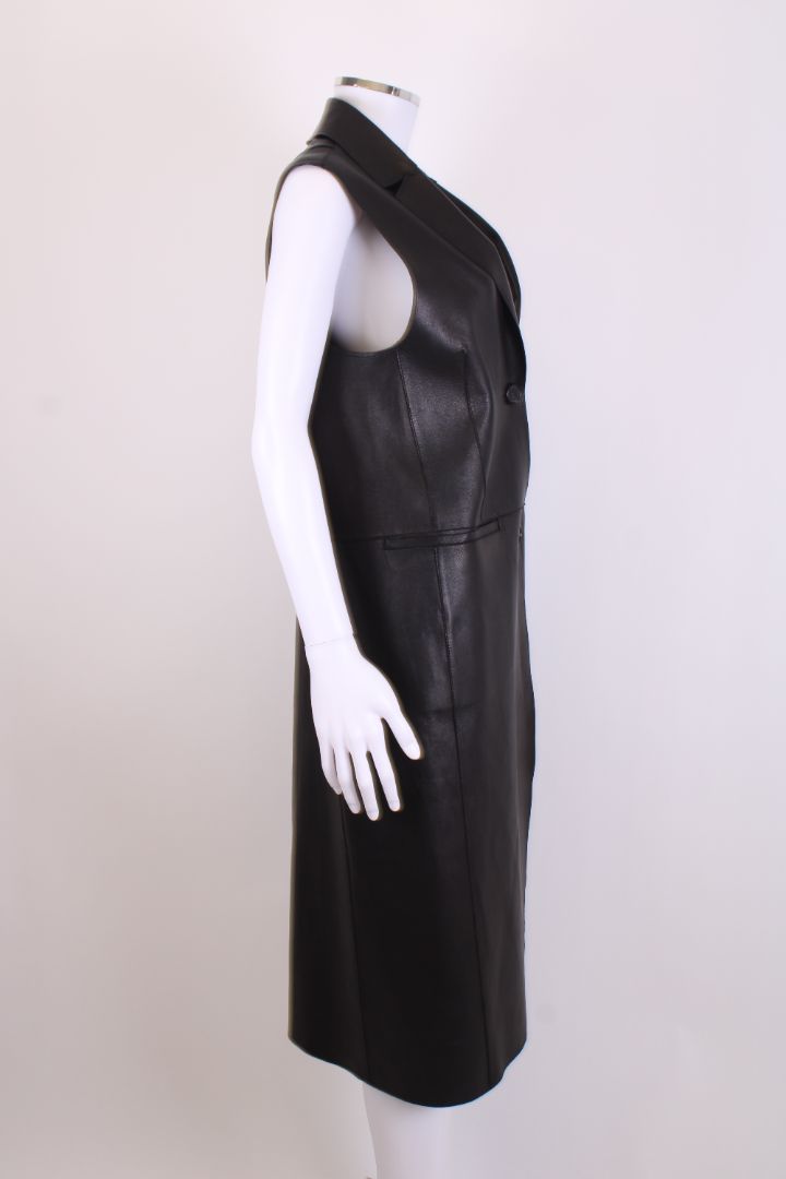 All Saints Leather Waist Coat Jacket Black M
