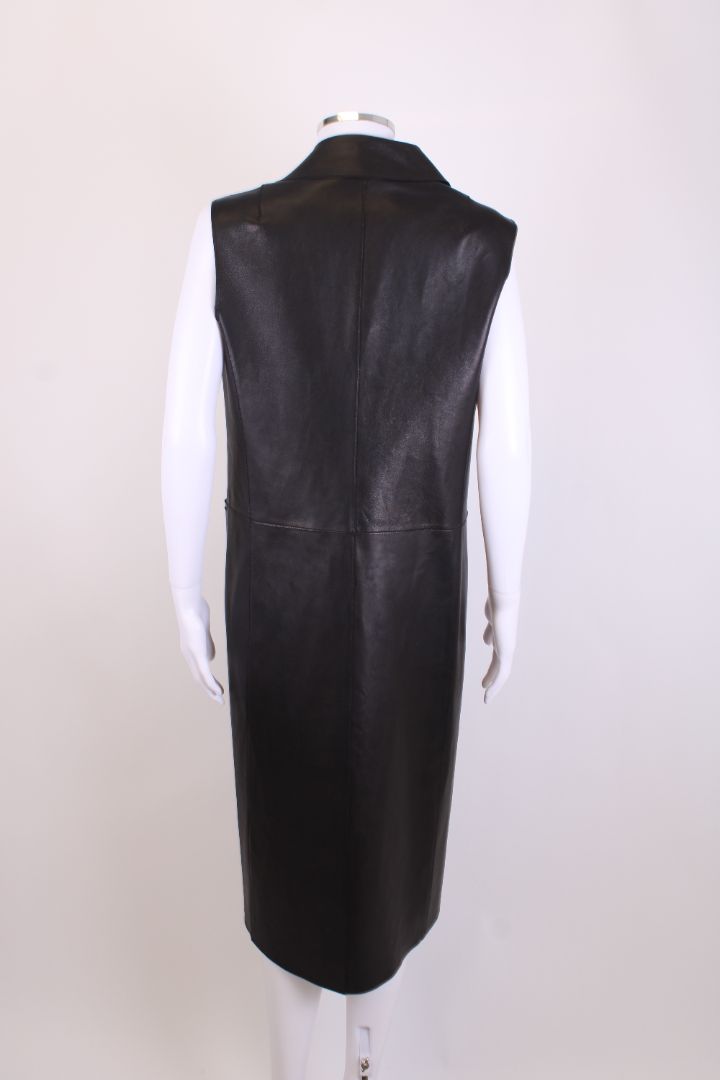 All Saints Leather Waist Coat Jacket Black M