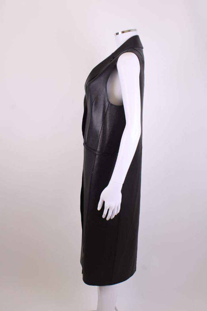 All Saints Leather Waist Coat Jacket Black M