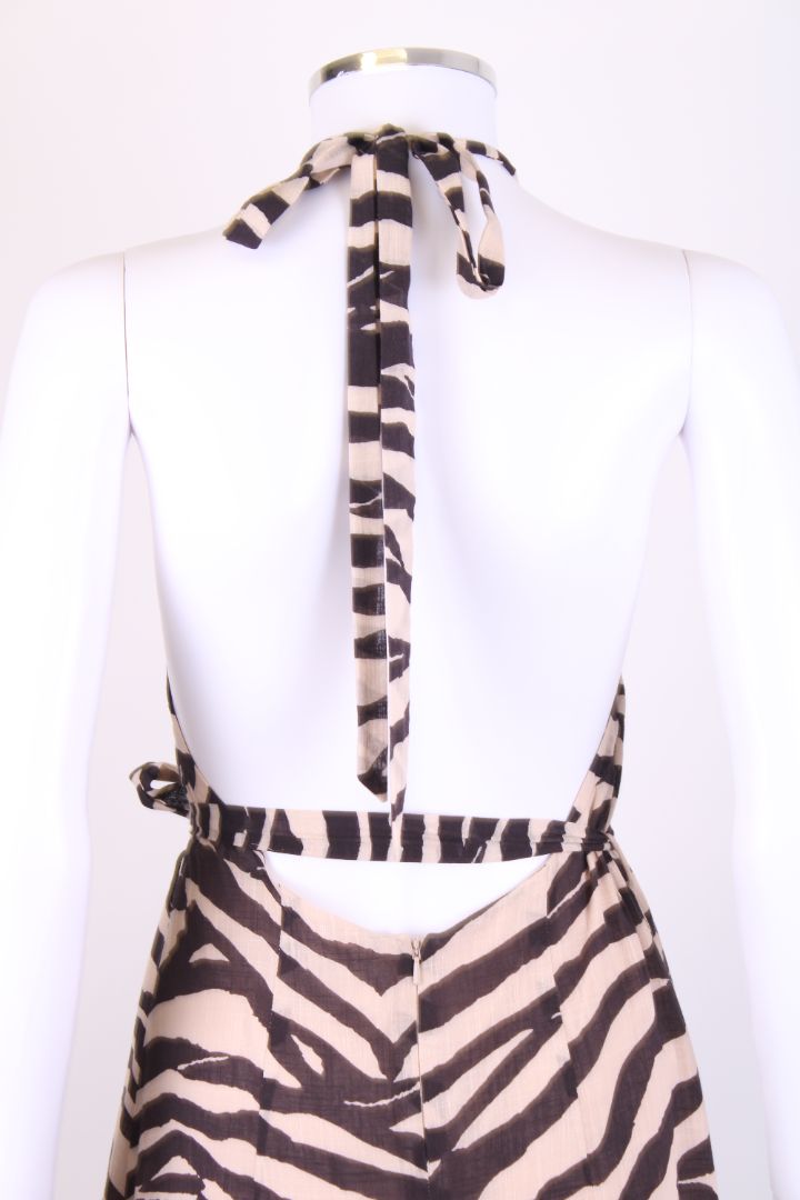 Zimmermann Halter Neck Zebra Dress Brown/ Cream S