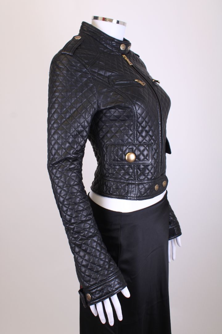 D&G Quilted Leather Jacket Black S