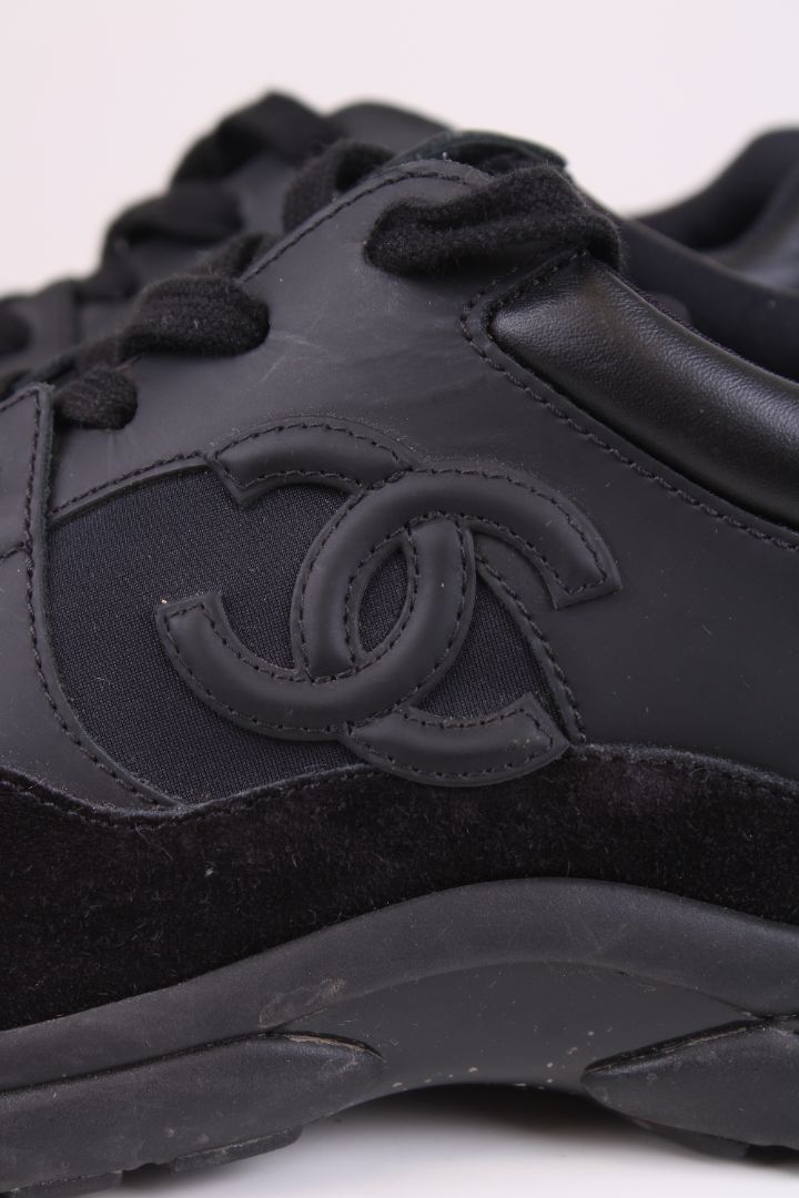 Chanel CC Suede Trainers Black 39.5