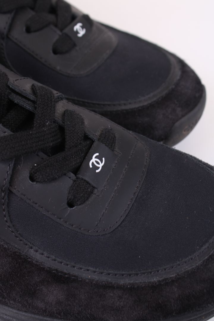 Chanel CC Suede Trainers Black 39.5