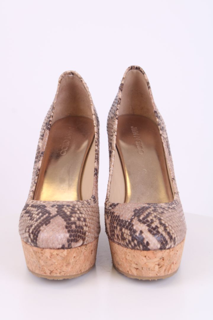 Jimmy Choo Snake print open toe wedges Snake Print 39