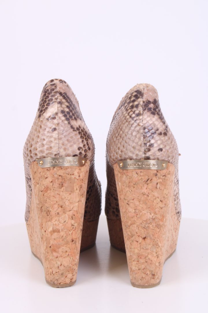 Jimmy Choo Snake print open toe wedges Snake Print 39