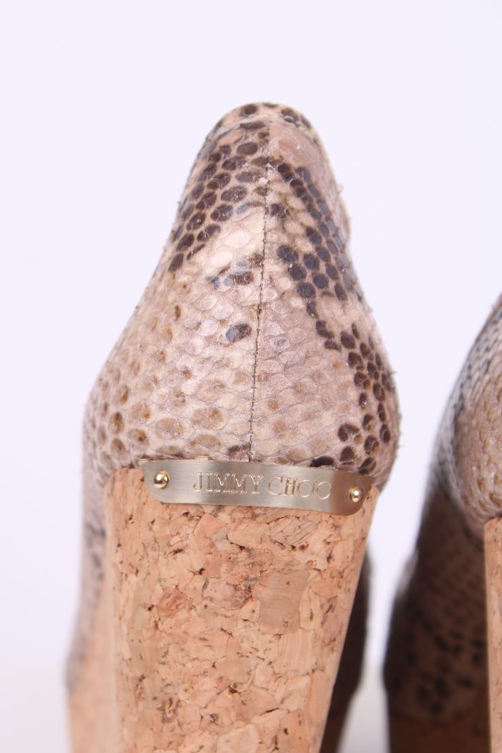 Jimmy Choo Snake print open toe wedges Snake Print 39