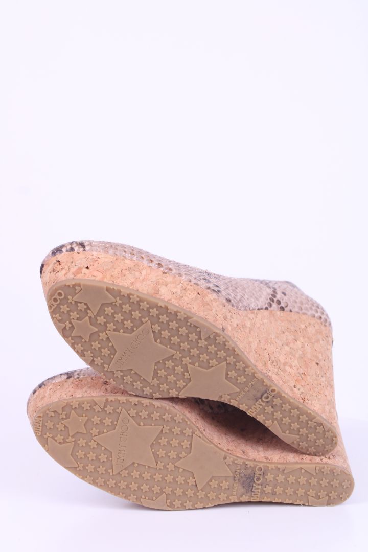 Jimmy Choo Snake print open toe wedges Snake Print 39
