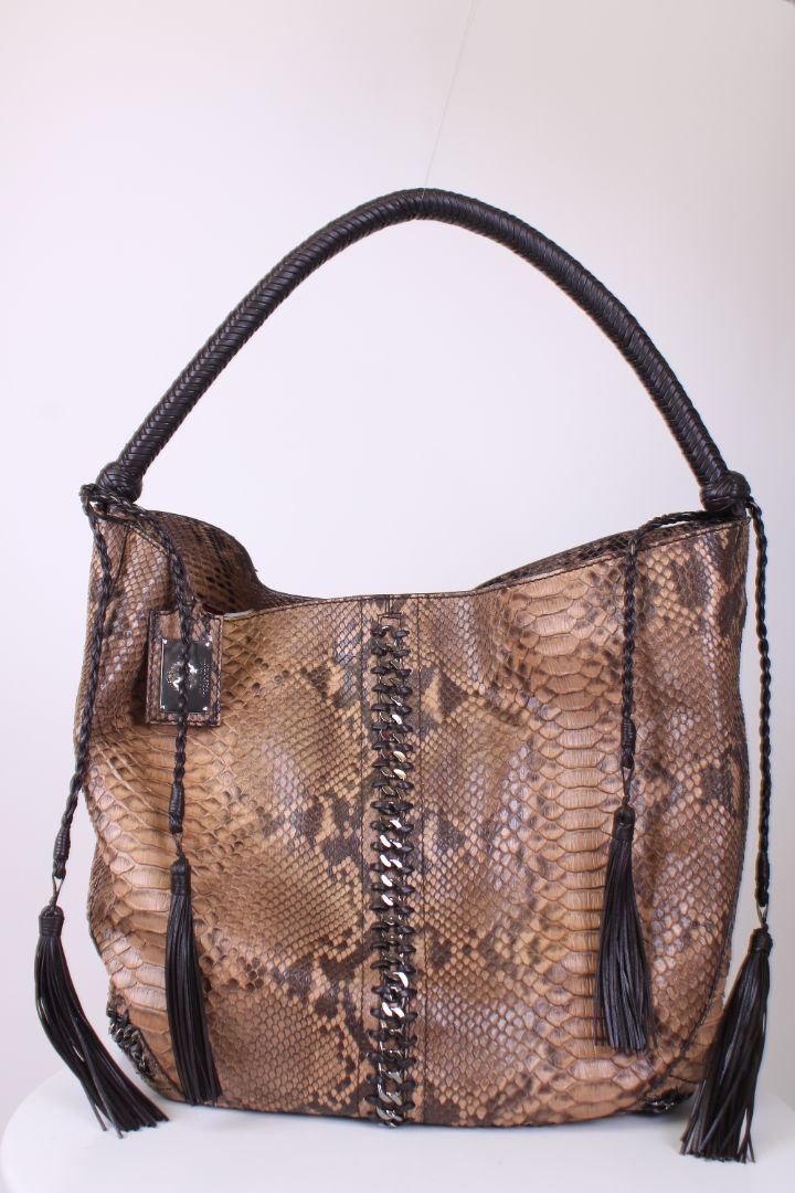 Roberto Cavalli Python/snake hobo bag Brown Large