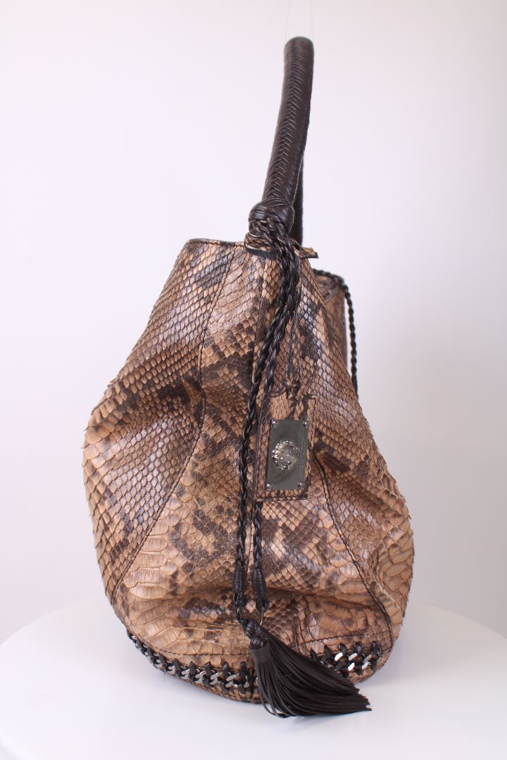 Roberto Cavalli Python/snake hobo bag Brown Large