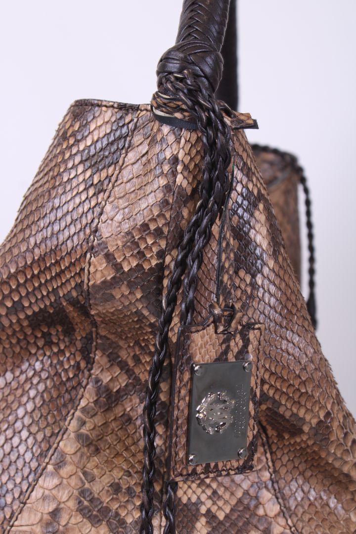 Roberto Cavalli Python/snake hobo bag Brown Large