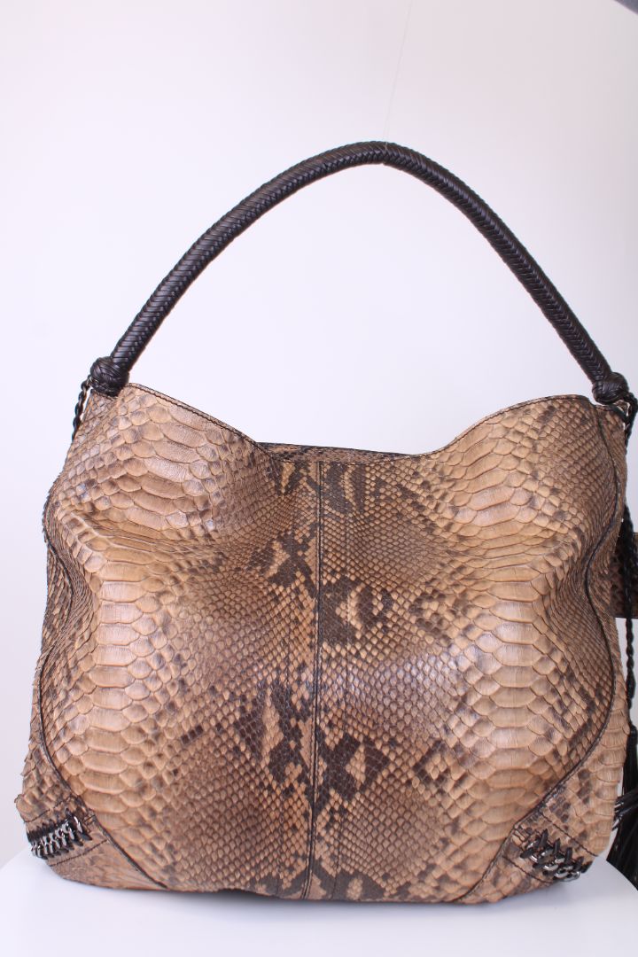 Roberto Cavalli Python/snake hobo bag Brown Large
