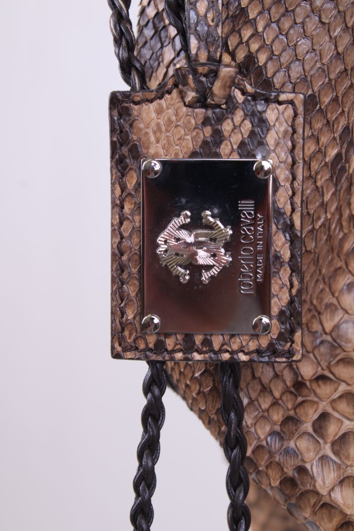 Roberto Cavalli Python/snake hobo bag Brown Large