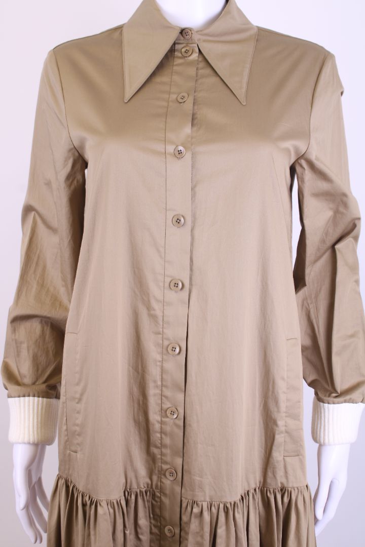 Tibi L/S Shirt Dress Khaki S