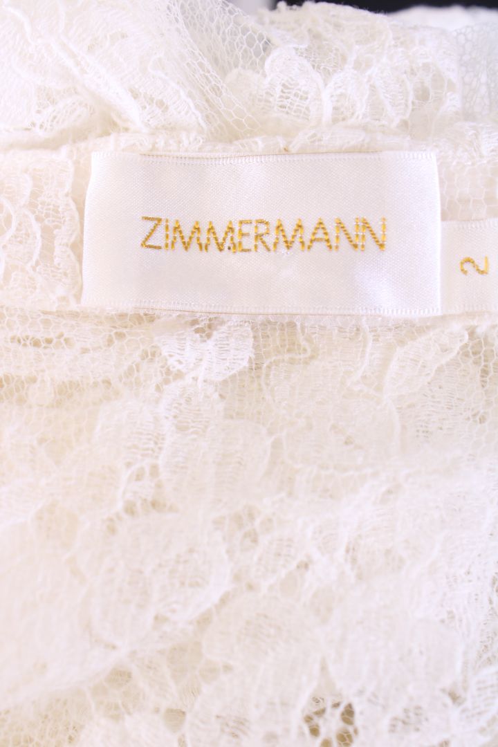 Zimmermann L/S Lace Blouse White M