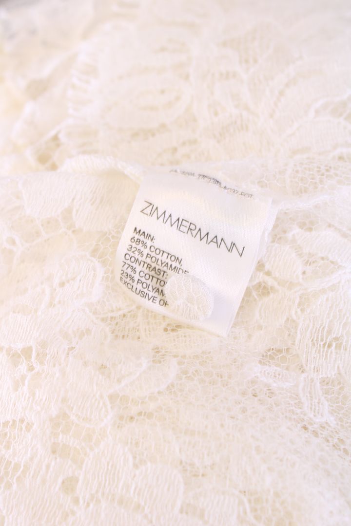 Zimmermann L/S Lace Blouse White M