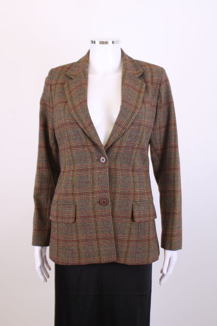 Mulberry Tweed Check Jacket Khaki/ Rust 10