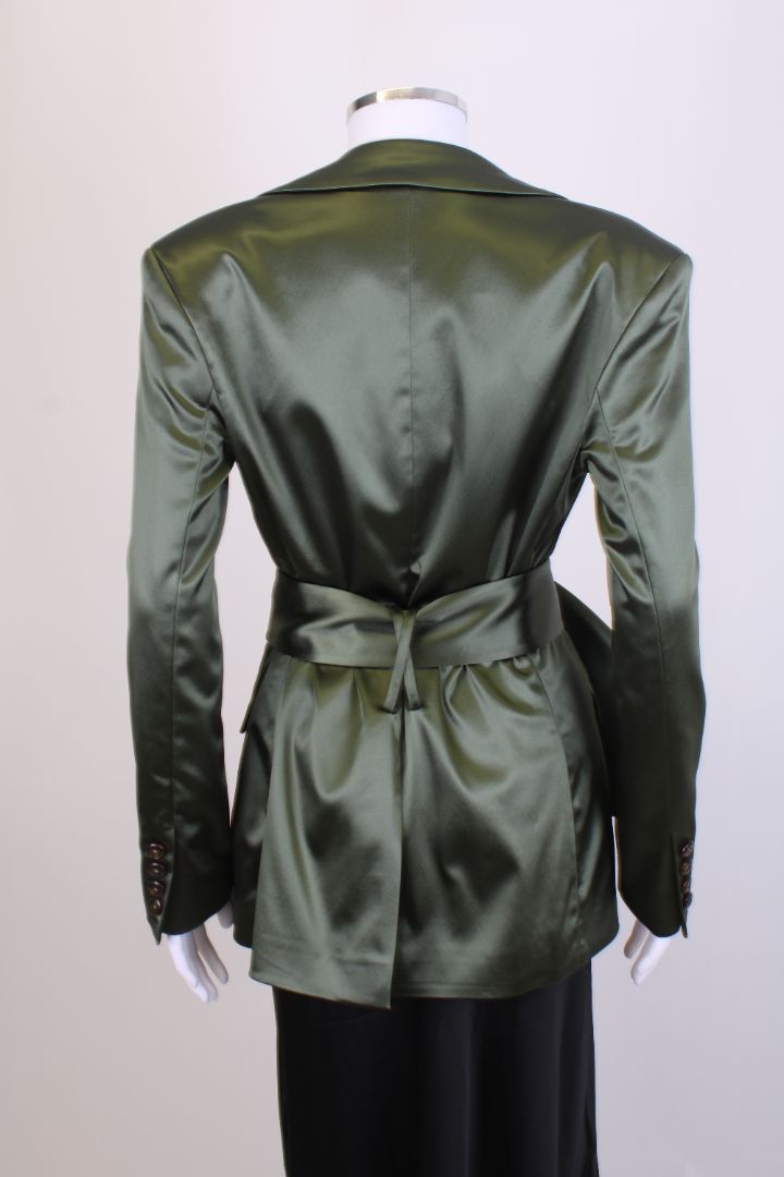 DE LA VALI Belted Blazer Jacket Green 10