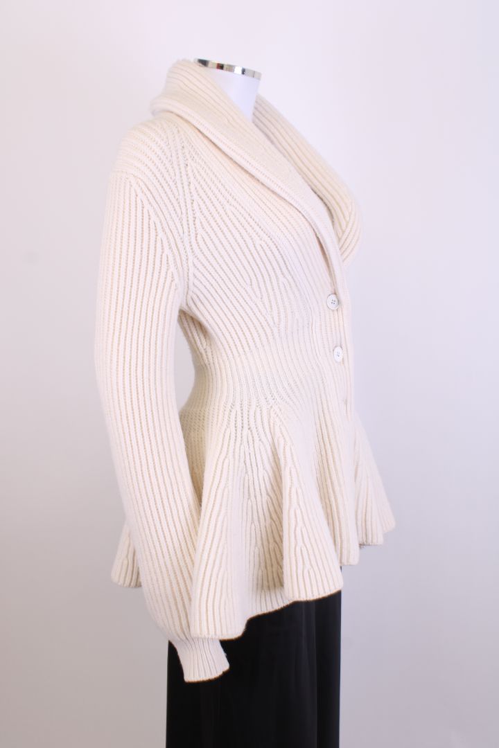 Alexander McQueen L/S Ribbed Knit Cardigan Cream S