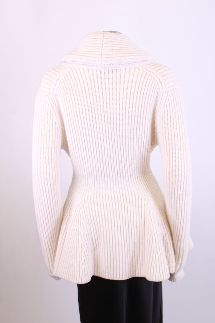 Alexander McQueen L/S Ribbed Knit Cardigan Cream S