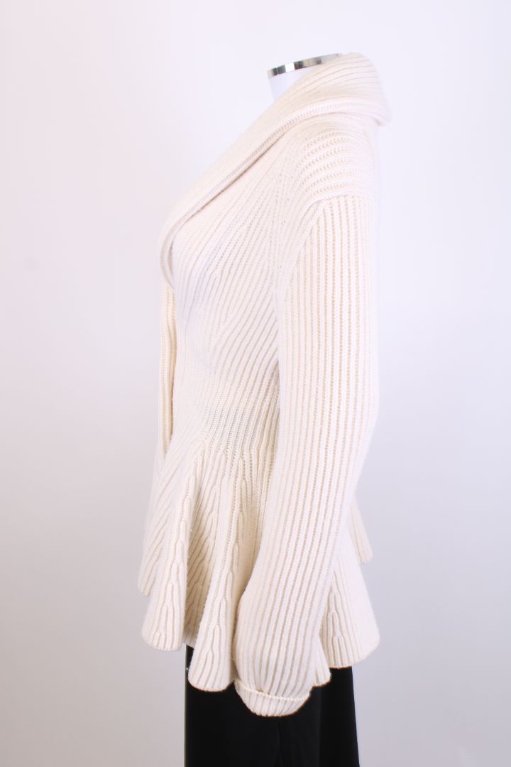Alexander McQueen L/S Ribbed Knit Cardigan Cream S