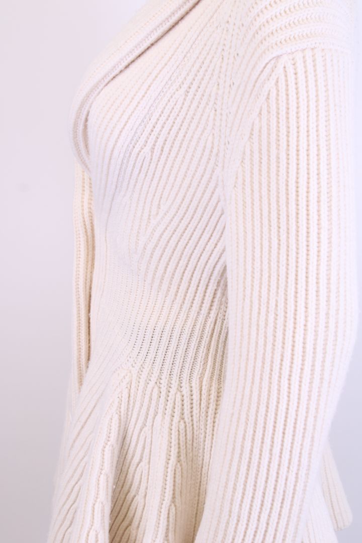 Alexander McQueen L/S Ribbed Knit Cardigan Cream S