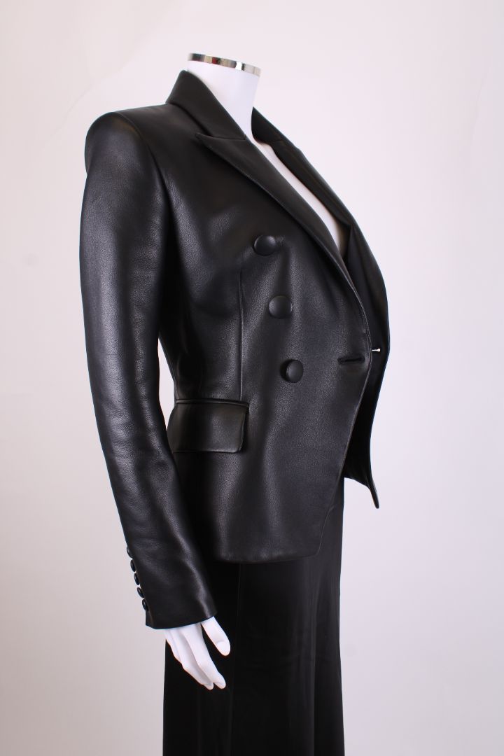 Balmain Leather Blazer Jacket Black 6