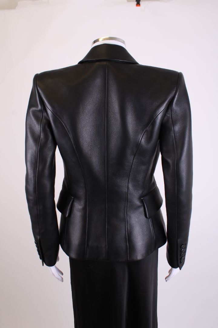 Balmain Leather Blazer Jacket Black 6