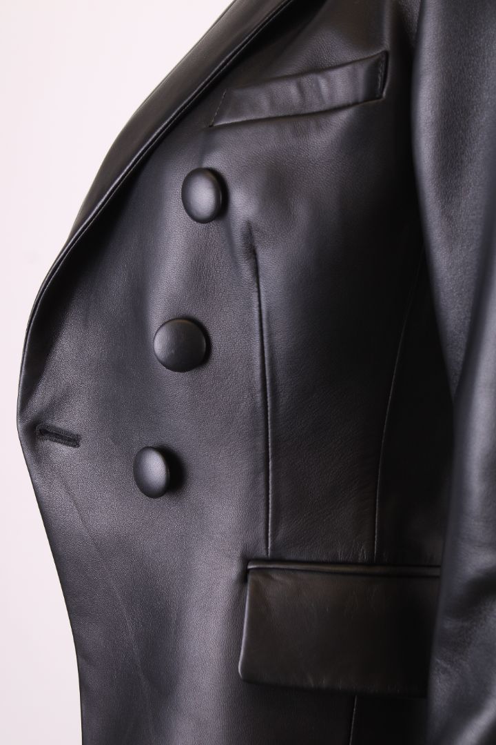 Balmain Leather Blazer Jacket Black 6