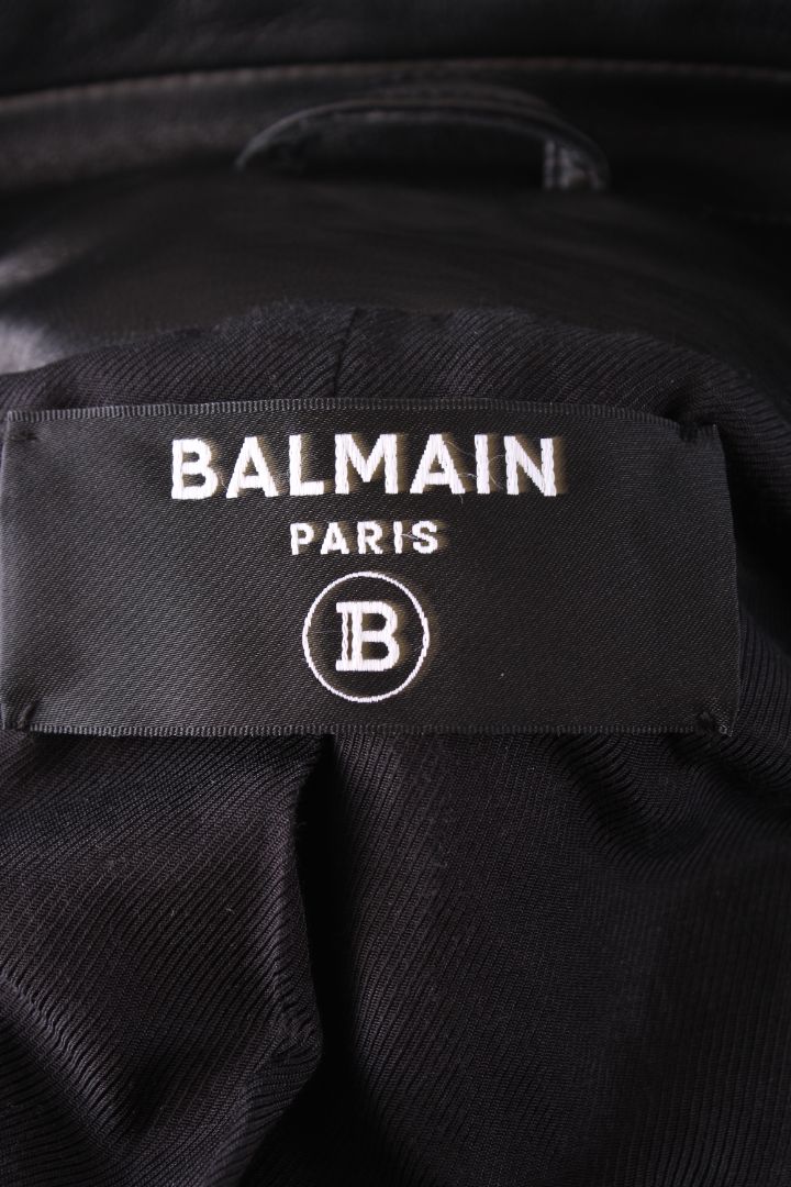 Balmain Leather Blazer Jacket Black 6