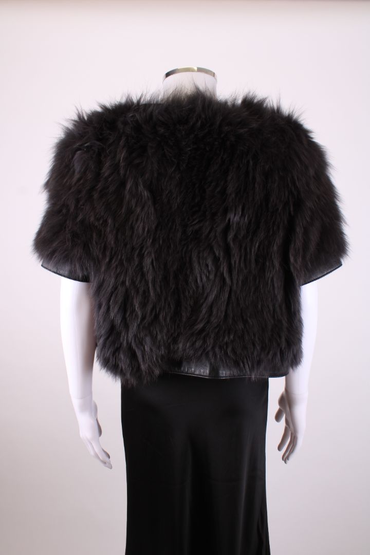 Matthew Williamson Fox Fur Cropped Jacket Grey 10