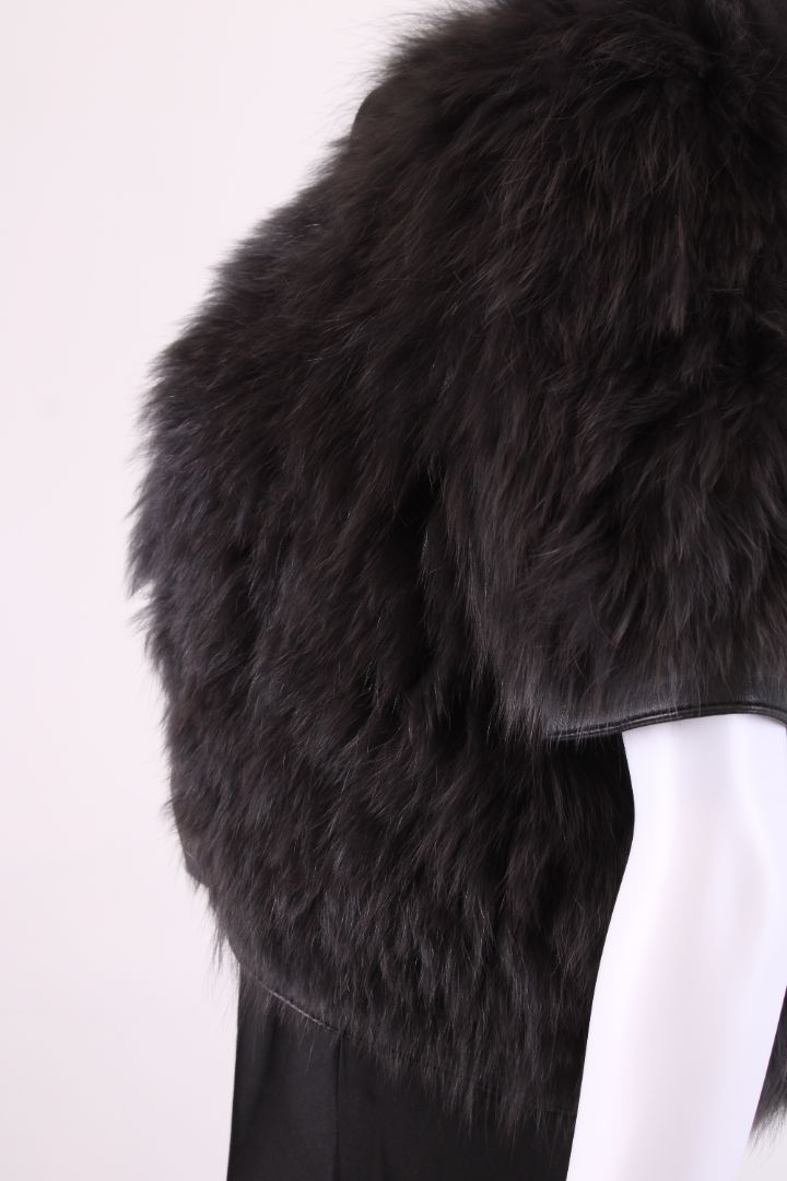 Matthew Williamson Fox Fur Cropped Jacket Grey 10