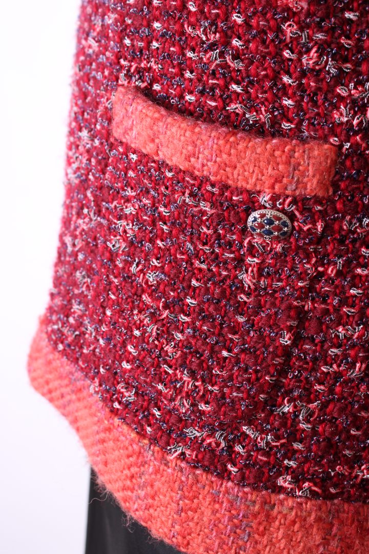 Chanel 2017 Tweed Jacket Red/ Orange 12