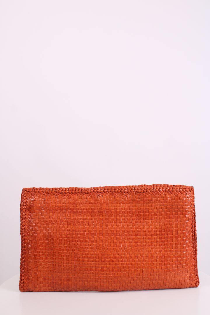 Prada Woven Clutch Orange