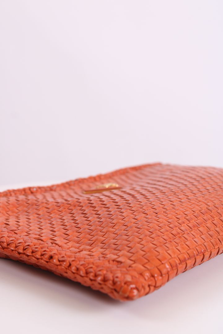 Prada Woven Clutch Orange