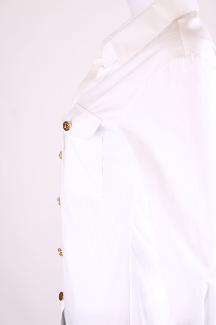 Balmain L/S Logo Button Shirt White 6