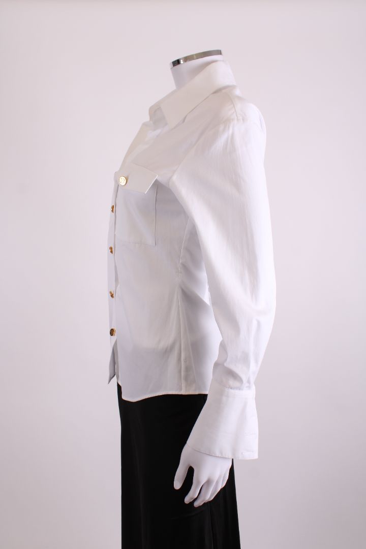Balmain L/S Logo Button Shirt White 6