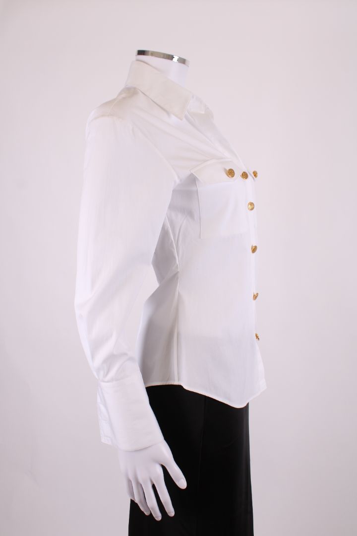 Balmain L/S Logo Button Shirt White 6