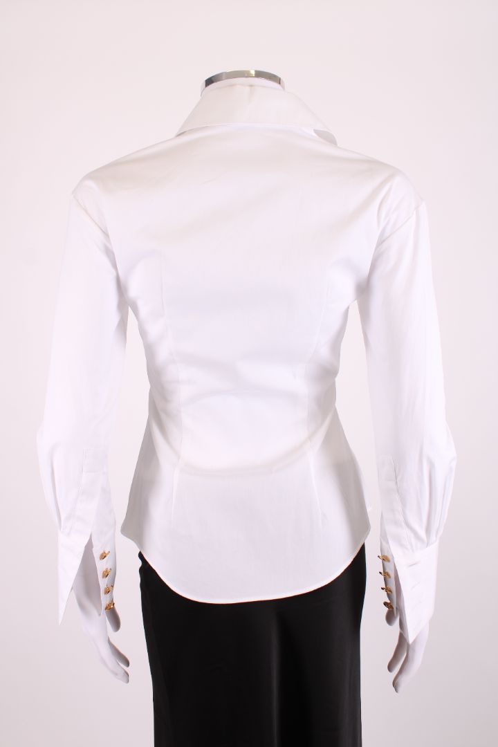 Balmain L/S Logo Button Shirt White 6