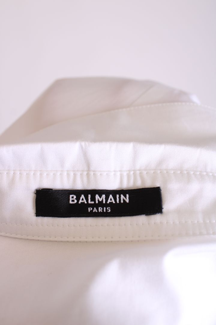 Balmain L/S Logo Button Shirt White 6