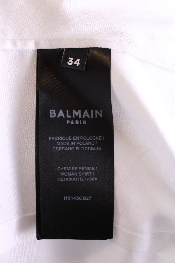 Balmain L/S Logo Button Shirt White 6