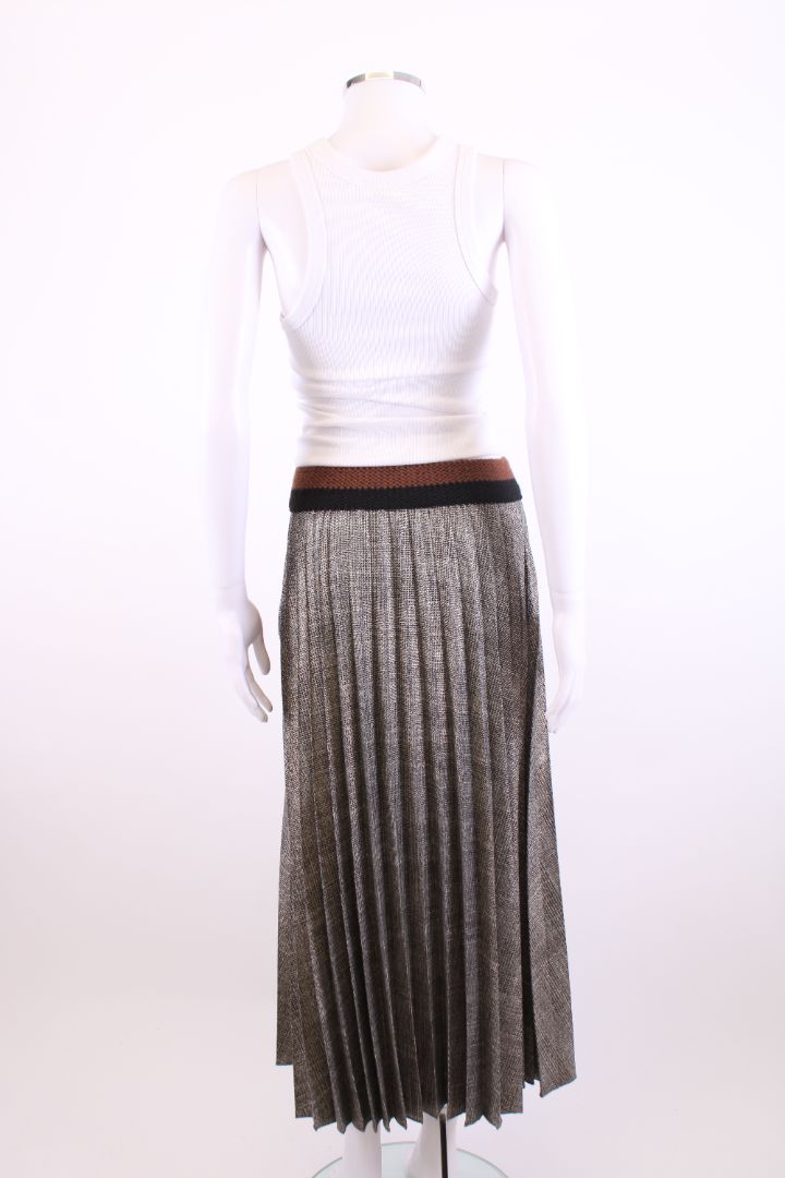 Sandro Ferrone Pleated Shimmer Check Skirt Black/White S