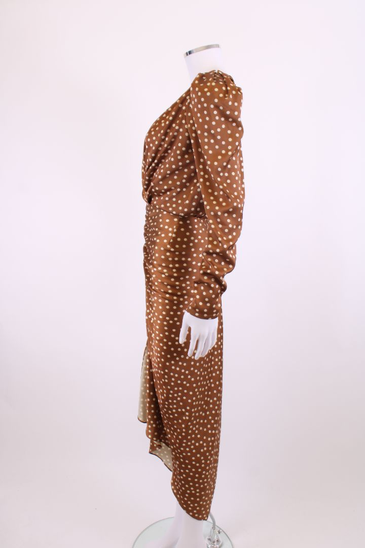 Ronny Kobo L/S Polka Dot Dress Brown/ Cream XS