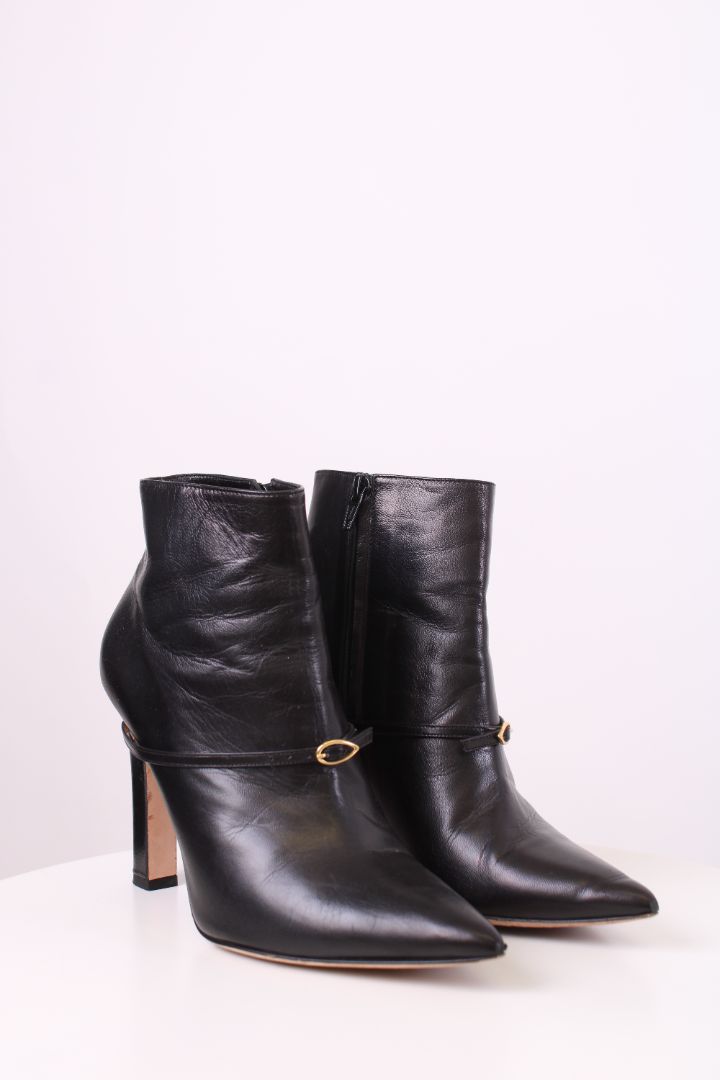 Jennifer Chamandi Strap Pointed Ankle Boots Black 38.5