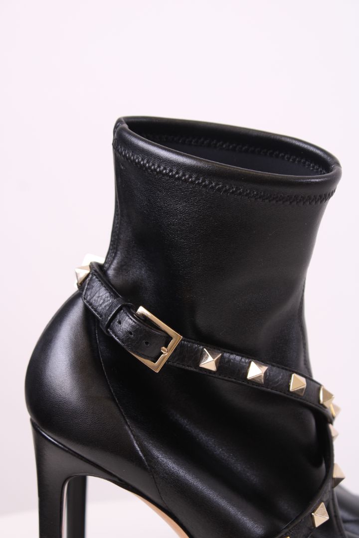Valentino Rockstud Wrap Strap Ankle Boots Black 39