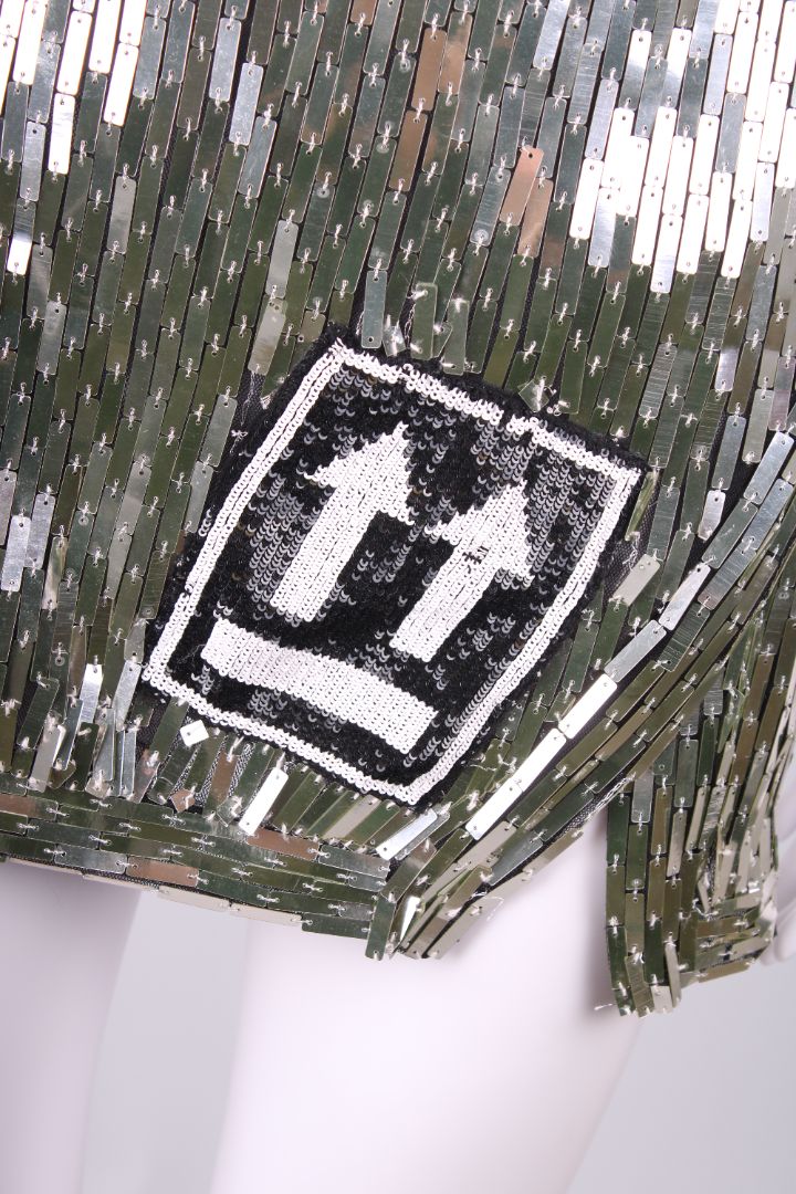 Off-White Silver Sequin One Shoulder Dress Silver XS