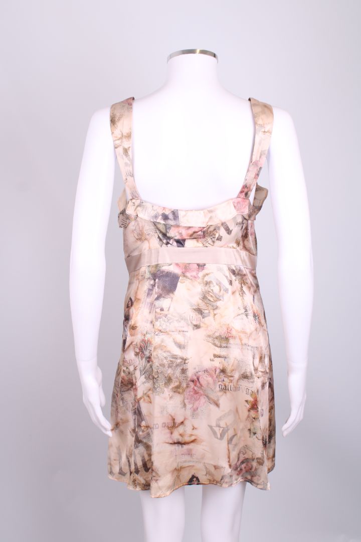 John Galliano S/S Newspaper Print Dress Beige S
