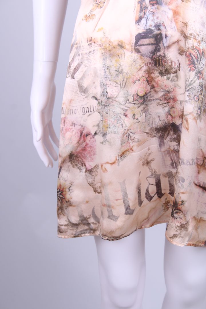 John Galliano S/S Newspaper Print Dress Beige S