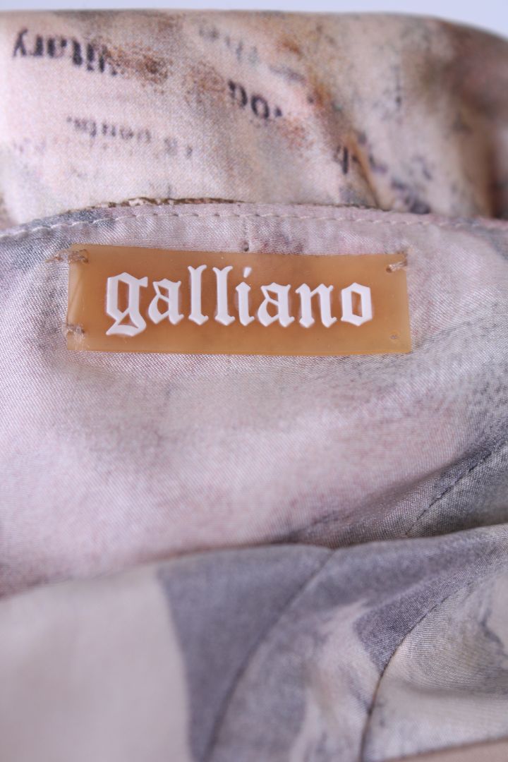John Galliano S/S Newspaper Print Dress Beige S