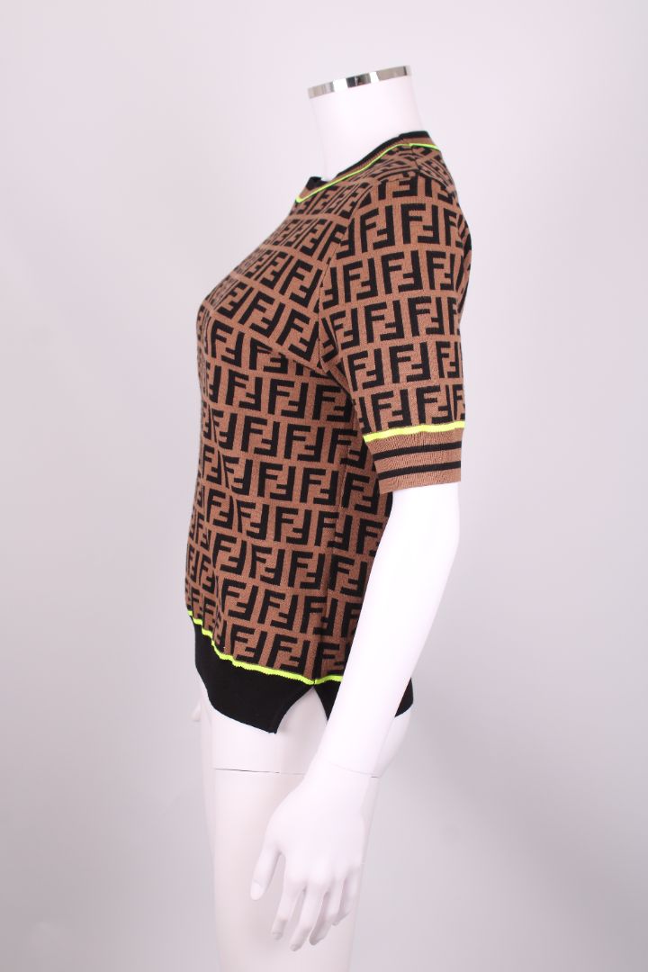 Fendi S/S FF Logo Jumper Tan/ Black M