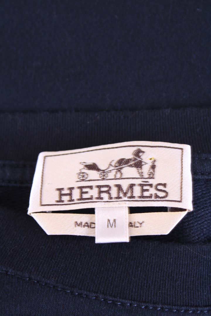 Hermes Leather Patch T-Shirt Navy M